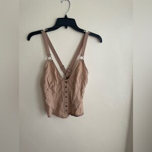 NTOW Free People Tan Button-Up Bodysuit